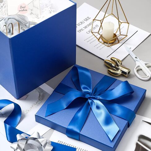 صندوق هدايا Ruspepa Royal Blue متوسطة مع أغطية ، وورق الشريط والأنسجة ، وصندوق هدايا قابل للطيات مثالي لعيد الميلاد ، والتخرج ، وعيد الأب ، وعروض الزفاف والعروض ، و 10 × 10 × 10 بوصات ، و 1 PCS in Saudi Arabia