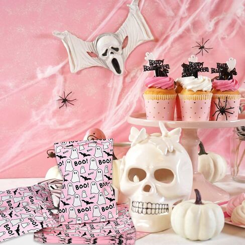 100Pcs Halloween Treat Bags Black White Boo Ghost Paper Goodie Candy Bags Halloween Party Favor Bags for Snacks Cookie Chocolate for Trick or Treat Party Supplies in Saudi Arabia