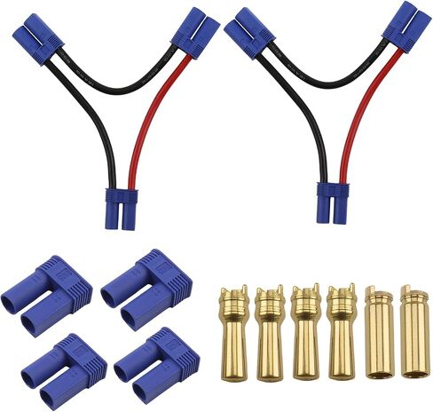 2 PCS EC5 Series Connector مع 10AWG WIR/Series Battery Adapter 10AWG 4INCH FOR LOSI/E-FLITE ، 4 مجموعات EC5 محول موصل البطارية المطلي بالذهب 5 ملم موصل أنثى الذكور من أجل RC ESC in Kuwait