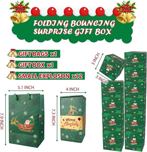 Surprise Home Box Box Money Box ، صندوق هدايا مربع المفاجئ مقابل أموال الانفجار ، 12 ترتد قابلة للطي المرتفع مربع هدايا الانفجار المفاجئ لحفلة عيد الميلاد ، ومربع هدايا الانفجار النقدي in Saudi Arabia