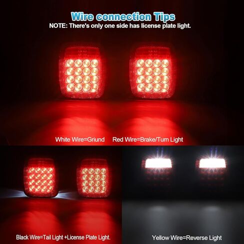 Partsam Pair 38 LED Universal Tail Brake Turn Stop License Back up Reverse Lights Rear Combination for Wrangler YJ TJ CJ Truck Trailer Boat RV,12V Stud Mounted Lamps Waterproof,Pack of 2 in Kuwait