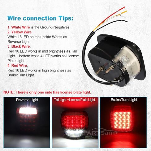 Partsam Pair 38 LED Universal Tail Brake Turn Stop License Back up Reverse Lights Rear Combination for Wrangler YJ TJ CJ Truck Trailer Boat RV,12V Stud Mounted Lamps Waterproof,Pack of 2 in Kuwait