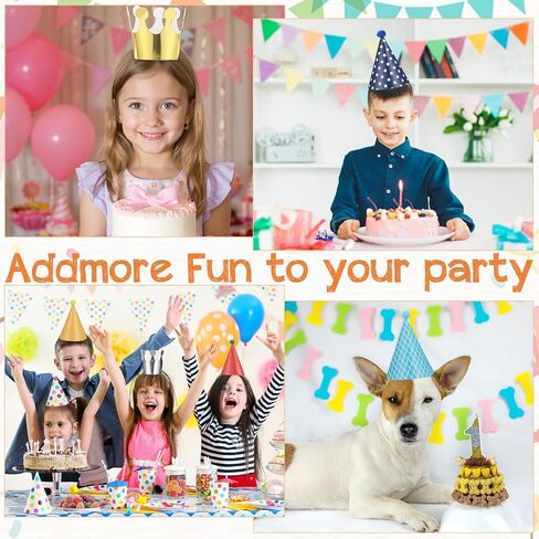 BREMOROU 11 PCS HIRDIAN Party Hats Pastel Mini Party Hats CHESS CHESS CONE CONE HAT مع POM POMS و GOLD CROWN PAPERTS COTALLUTION FOR in Saudi Arabia