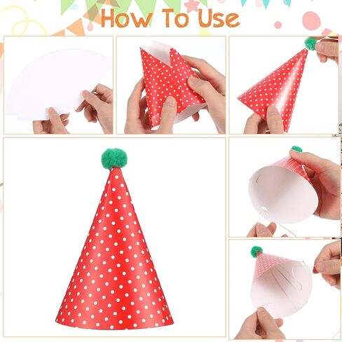 BREMOROU 11 PCS HIRDIAN Party Hats Pastel Mini Party Hats CHESS CHESS CONE CONE HAT مع POM POMS و GOLD CROWN PAPERTS COTALLUTION FOR in Saudi Arabia
