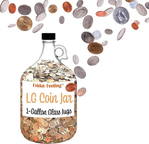 Oversized XL Glass Swear Jar with Lid, 5.2 Liter Money Saving Bank for Adults, Coin Collection Container (X-Large) in Saudi Arabia