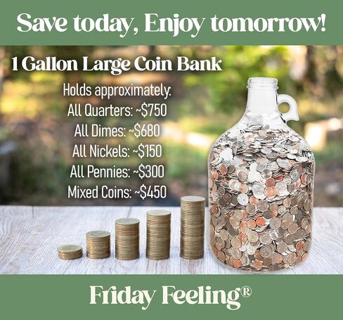 Oversized XL Glass Swear Jar with Lid, 5.2 Liter Money Saving Bank for Adults, Coin Collection Container (X-Large) in Saudi Arabia