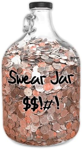 Oversized XL Glass Swear Jar with Lid, 5.2 Liter Money Saving Bank for Adults, Coin Collection Container (X-Large) in Saudi Arabia