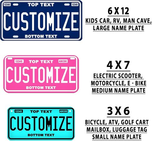 Custom Vintage Name Plate | Kids Car | Motorcycle | Bicycle | Bike | Electric Scooter | 3 Sizes | Personalized Text | Any Font | Any Color | Novelty | Souvenier | Decorative Signage in Saudi Arabia