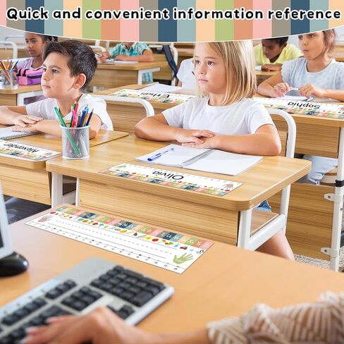 30pcs علامات اسم مكتب لوحات الاسم بوهو الفصول الدراسية لرياضة الفصول الدراسية في مرحلة ما قبل المدرسة إلى المدرسة الملونة مع خط رقم الأبجدية خط 1-30 لمكاتب الطالب Cubby Label Decor in Saudi Arabia