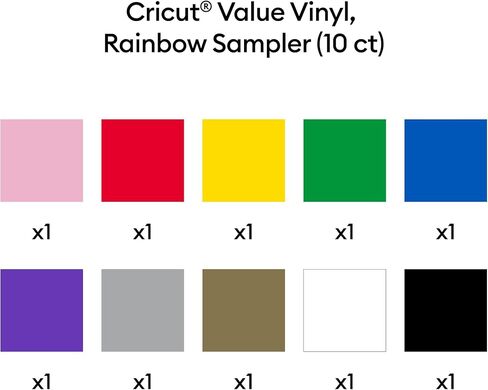 CRICUT VINE VINYL - SAMPLER 10 أقدام قوس قزح ، 12 بوصة × 12 بوصة (10 عدد) in Saudi Arabia