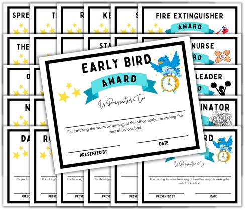 Funny Office Employee Awards Black Border 25pk Variations 8.5x11" Certificate of Appreciation Work Dundies Candy Bar Excellence Party in Saudi Arabia