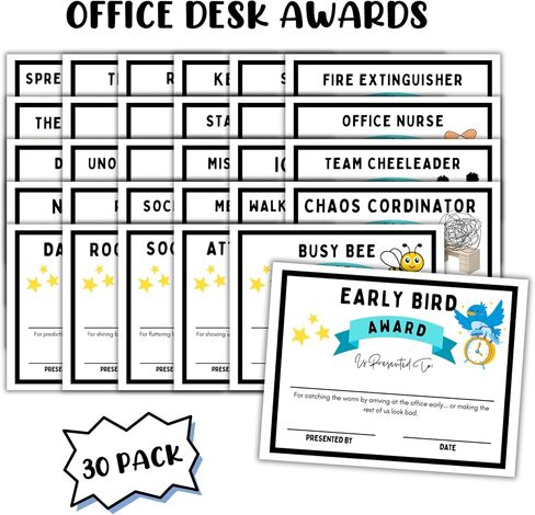 Funny Office Employee Awards Black Border 25pk Variations 8.5x11" Certificate of Appreciation Work Dundies Candy Bar Excellence Party in Saudi Arabia