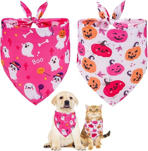 عيد الهالوين الكلب Bandanas Girl 2pcs ، وشاح الكلب بالشبح in Saudi Arabia