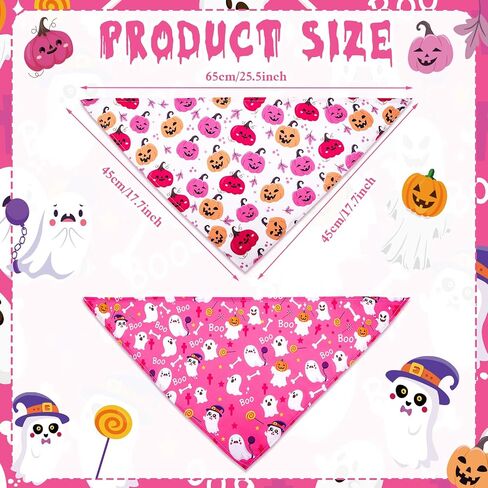 عيد الهالوين الكلب Bandanas Girl 2pcs ، وشاح الكلب بالشبح in Saudi Arabia