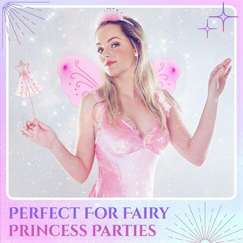 20 PCS Angel Butterfly Wings Glitter Star Wands Kit for Princess Come Play Play Dress Up Birthday Party Supplies Supplies Supplies in Saudi Arabia