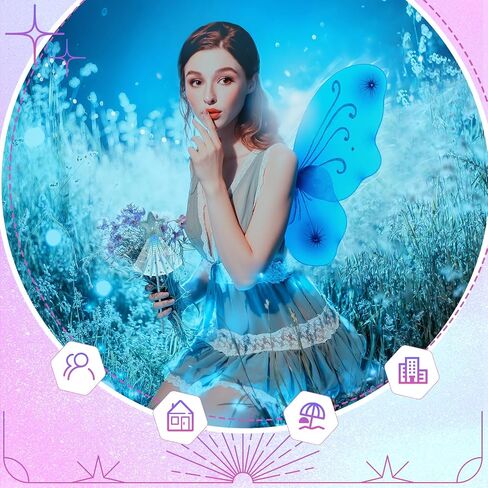 20 PCS Angel Butterfly Wings Glitter Star Wands Kit for Princess Come Play Play Dress Up Birthday Party Supplies Supplies Supplies in Saudi Arabia