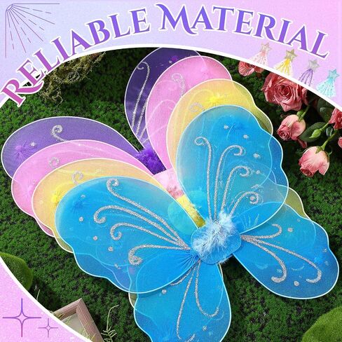 20 PCS Angel Butterfly Wings Glitter Star Wands Kit for Princess Come Play Play Dress Up Birthday Party Supplies Supplies Supplies in Saudi Arabia