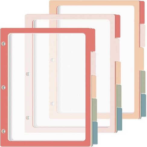 15PCS/3 Set 3 Ring Binder Dividers with Tabs 5 Color Page Dividers for 3 Ring Binder with Tabs 11.5×8.5inch Clear Folder Divider 3 Ring File Organizers Tabbed Index Insert for School Office (Vintage) in Saudi Arabia