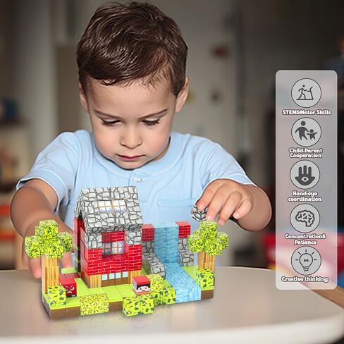 176 PCS Magnetic Blocks for Kids Ages 4-8, STEM Building Toys for 3+ Year Old Boys Girls, Magnetic Tiles Stacking Blocks Educational Preschool Toys Birthday Gifts in Saudi Arabia