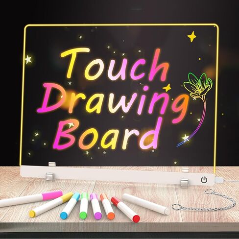 لوحة رسم لوحة الملاحظة LED للأطفال ، لوحة محو جافة مع التحكم في اللمس ، وسادة الرسم الوهج في رسومات الشعار المبتكرة مع علامات ملونة ، هدية عيد ميلاد عيد الميلاد للأطفال الفتيان in Kuwait
