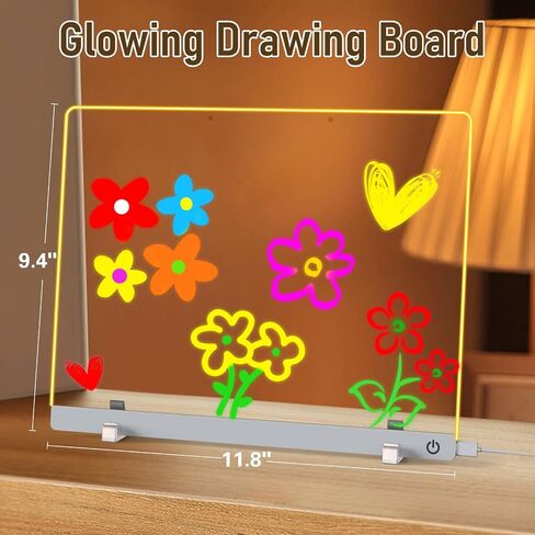 لوحة رسم لوحة الملاحظة LED للأطفال ، لوحة محو جافة مع التحكم في اللمس ، وسادة الرسم الوهج في رسومات الشعار المبتكرة مع علامات ملونة ، هدية عيد ميلاد عيد الميلاد للأطفال الفتيان in Kuwait