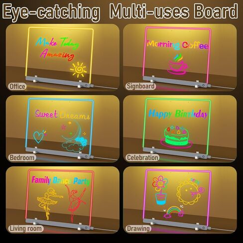 لوحة رسم لوحة الملاحظة LED للأطفال ، لوحة محو جافة مع التحكم في اللمس ، وسادة الرسم الوهج في رسومات الشعار المبتكرة مع علامات ملونة ، هدية عيد ميلاد عيد الميلاد للأطفال الفتيان in Kuwait
