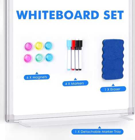 Magnetic Dry Erase Board for Doors, 36x24 Inch Whiteboard with Adjustable Long Arm Hook Mount - Easy to Install, Portable Hanging White Board for Home, Dorm Room, Office Cubicle & Small Spaces in Saudi Arabia