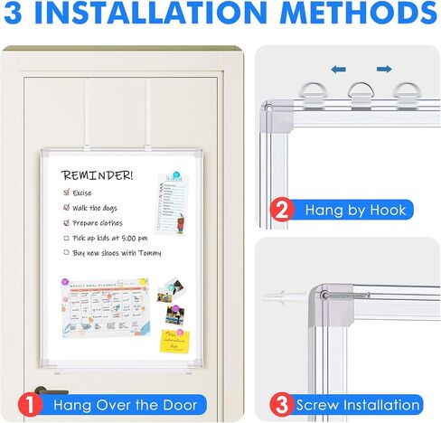 Magnetic Dry Erase Board for Doors, 36x24 Inch Whiteboard with Adjustable Long Arm Hook Mount - Easy to Install, Portable Hanging White Board for Home, Dorm Room, Office Cubicle & Small Spaces in Saudi Arabia