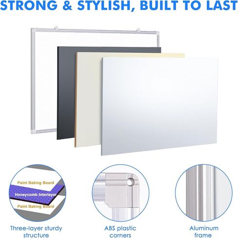 Magnetic Dry Erase Board for Doors, 36x24 Inch Whiteboard with Adjustable Long Arm Hook Mount - Easy to Install, Portable Hanging White Board for Home, Dorm Room, Office Cubicle & Small Spaces in Saudi Arabia
