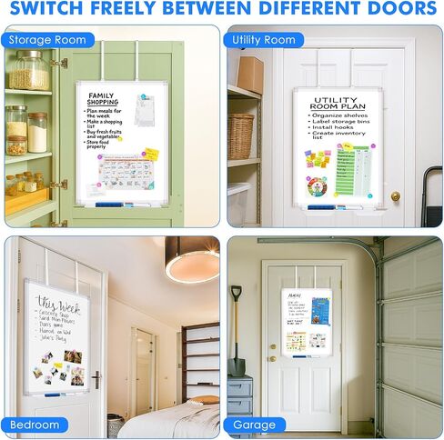 Magnetic Dry Erase Board for Doors, 36x24 Inch Whiteboard with Adjustable Long Arm Hook Mount - Easy to Install, Portable Hanging White Board for Home, Dorm Room, Office Cubicle & Small Spaces in Saudi Arabia