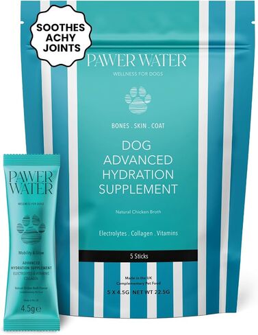 Advanced Joint & Hydration Supplement for Dogs – Vet-Approved - Soluble Powder with Collagen, Electrolytes, 7 Active Nutrients & Vitamins – Chicken Broth Flavor (Up to 4 Weeks Supply) in Saudi Arabia
