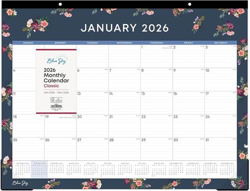 2026 Blue Sky Monthly Desk Pad Calendar, 22" x 17", Ashlyn Navy, January To December, 148618 in Saudi Arabia