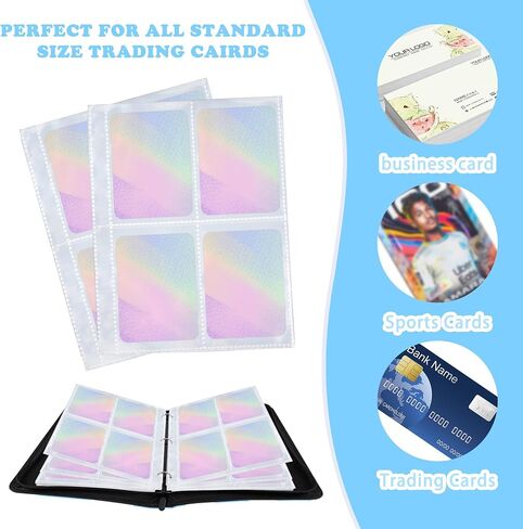 Card Binder 400 Pockets, Trading Card Binder 4-Pocket Card Collector Album with 50 Removable Sleeves and Zipper, Strawberry Style Card Collection Storage for Boys & Girls in Saudi Arabia