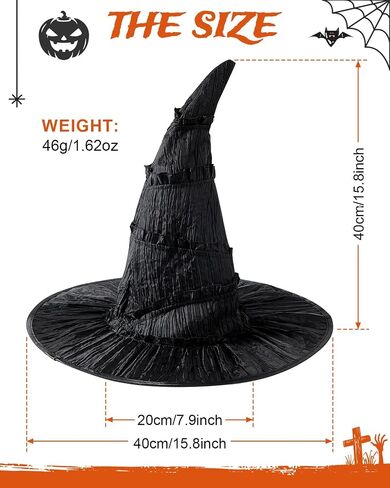 Century Star Black Witch Hat - Witch Wizard Hat Party Accessories for Kids Youth Teens in Saudi Arabia