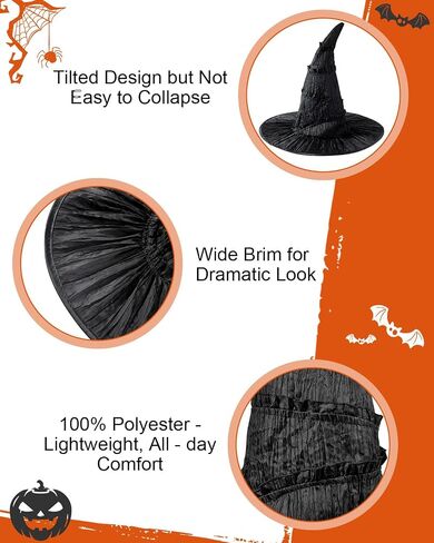 Century Star Black Witch Hat - Witch Wizard Hat Party Accessories for Kids Youth Teens in Saudi Arabia