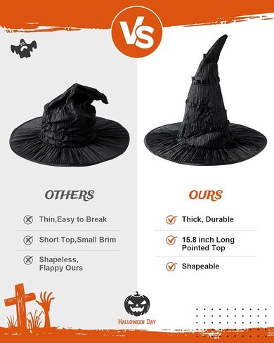 Century Star Black Witch Hat - Witch Wizard Hat Party Accessories for Kids Youth Teens in Saudi Arabia