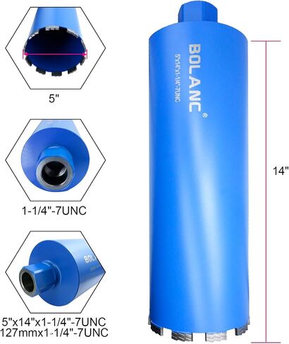 Core Drill Bit Diamond Laser Welded Core Bit Wet for Hard Concrete,Masonry,Brick and Block 5/8"-11 Threaded,14" Drilling Depth, 1-1/4 inch,Wet Drilling (1-1/4 inch) in Saudi Arabia