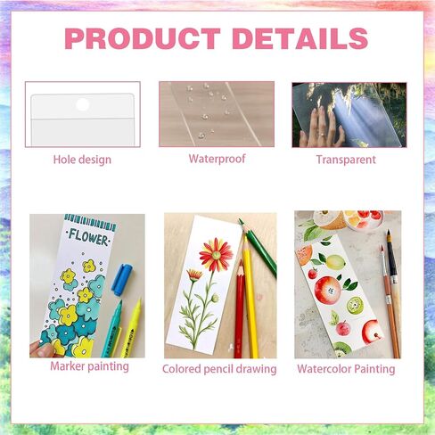 50 Sets Bookmark Making Kit, with 50 Clear Bookmark Sleeves, 50 Colorful Tassels, 60 Kraft Paper Blank Bookmarks, DIY Bookmarks for Party, Decoration, Teaching or Record Reading Experience in Saudi Arabia