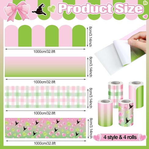 Fuutreo 4 Rolls 131ft Music Bulletin Board Borders Paper Colorful Back to School Bulletin Board Board Borders Decorator in Saudi Arabia