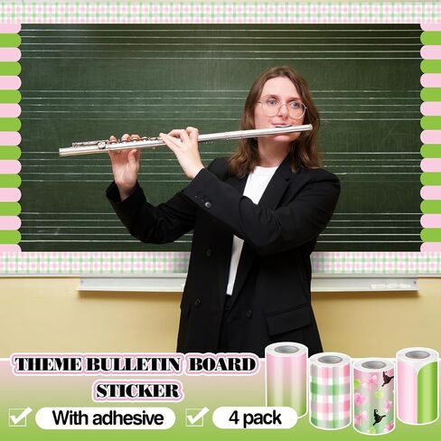 Fuutreo 4 Rolls 131ft Music Bulletin Board Borders Paper Colorful Back to School Bulletin Board Board Borders Decorator in Saudi Arabia