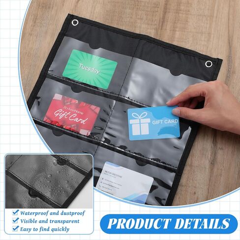 2 Pack 4'' x 6'' Index Card Holder Sleeve 16 Slot Black Plastic Organizer Hanging Wall Mount Business Note Cardholder PVC Clear Organizer Pocket for Classroom Office Library Home in Saudi Arabia