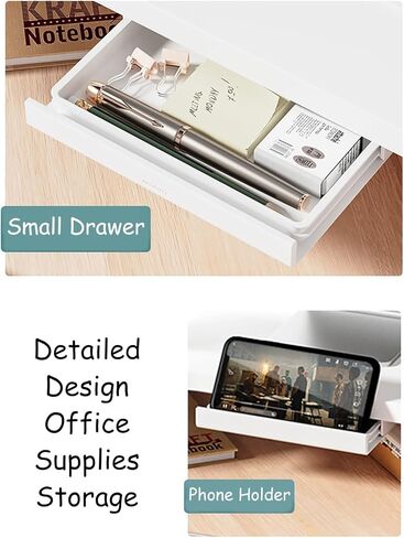 Royumi Corner Monitor Stand Clear Acrylic Leg ＆ Wood Corner Screen Stand ، Riser Triangle Desk Triangle Riser للشاشة/الكمبيوتر المحمول/الكمبيوتر ، منظم الزاوية مع الدرج (اللون: أبيض) in Kuwait