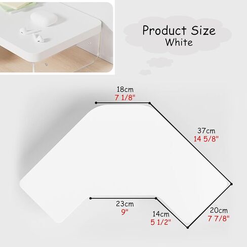 Royumi Corner Monitor Stand Clear Acrylic Leg ＆ Wood Corner Screen Stand ، Riser Triangle Desk Triangle Riser للشاشة/الكمبيوتر المحمول/الكمبيوتر ، منظم الزاوية مع الدرج (اللون: أبيض) in Kuwait