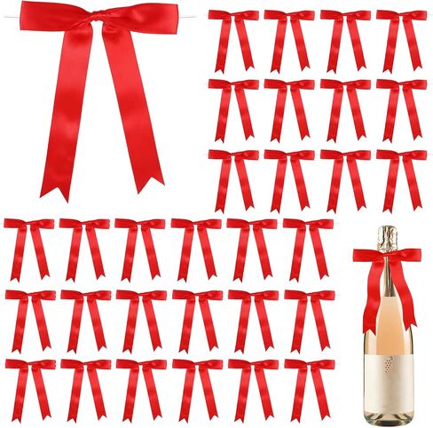 50Pcs Twist Tie Satin Ribbon Bows, Pre-Tied Black Bows for Crafts,Large Bowknot Decoration,Bows for Gifts Wrapping Birthday, Party, Wedding, Christmas,5"X7" in Saudi Arabia