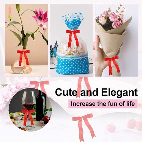 50Pcs Twist Tie Satin Ribbon Bows, Pre-Tied Black Bows for Crafts,Large Bowknot Decoration,Bows for Gifts Wrapping Birthday, Party, Wedding, Christmas,5"X7" in Saudi Arabia