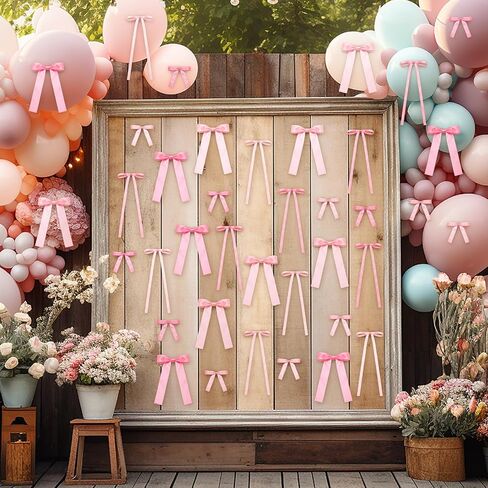 Xunyee 48 PCS 3 أحجام زخرفة الوردي أقواس 9.8 '' 5.9 '' 3.9 '' 'Pink Satin Ribbon Bow bow for Crafts Glapp in Saudi Arabia