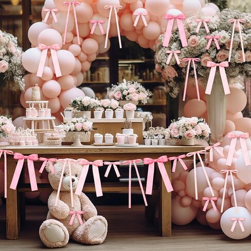 Xunyee 48 PCS 3 أحجام زخرفة الوردي أقواس 9.8 '' 5.9 '' 3.9 '' 'Pink Satin Ribbon Bow bow for Crafts Glapp in Saudi Arabia