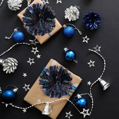 WRAPAHOLIC 4 Inch 12 Count Self-Adhesive Tinsel Bows Gift Wrap Accessory - Silver Christmas Tinsel Bows for Gift Wrapping Holiday Christmas Birthday Party in Saudi Arabia