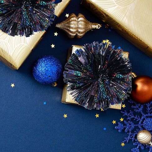 WRAPAHOLIC 4 Inch 12 Count Self-Adhesive Tinsel Bows Gift Wrap Accessory - Silver Christmas Tinsel Bows for Gift Wrapping Holiday Christmas Birthday Party in Saudi Arabia