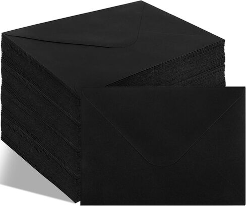 200 Pack 5x7 Inch Black Envelopes for Invitations, Self Adhesive A7 Envelopes with V-Flap, Great for Graduation, Invitation, Baby Shower, Wedding and RSVP Cards in Saudi Arabia